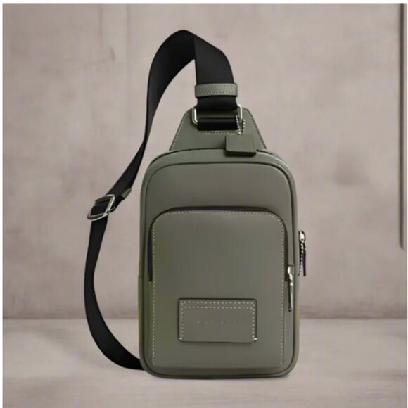 Coach Racer Sling Pack Army Green Leather Small Crossbody Shoulder Bag CU252 ORG - Picture 5 of 12